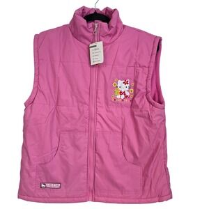 🆕️ NWT Q2 Fashion Kids Hello Kitty Puffer Vest Pink Embroidered Girls Size 25